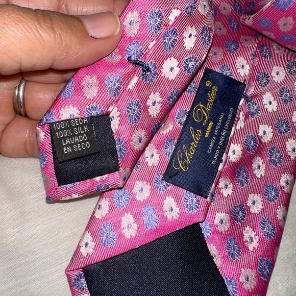Charles Dastier Silk Tie Pink Floral - Picture 4 of 4